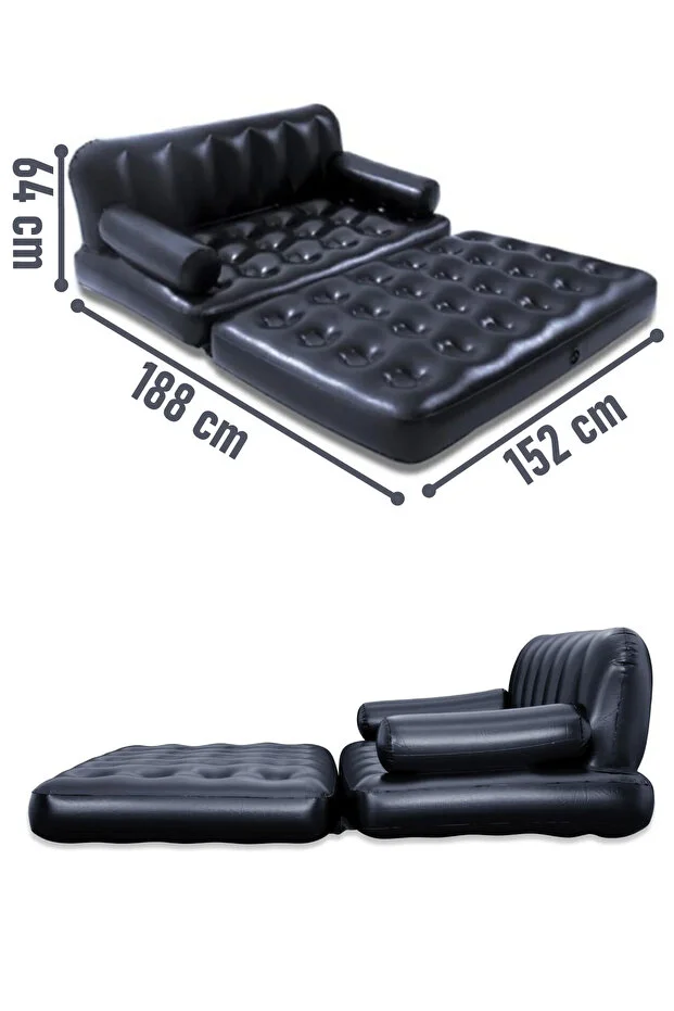 Açılır Şişme Koltuk ve Şişme Yatak Çift Kişilik 188x152x64 cm